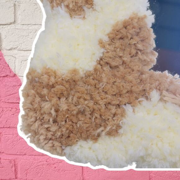 Furry Tufted Framed Mirror - NWT - Wall or Desktop Dorm Room Decor - White Tan - Picture 10 of 11